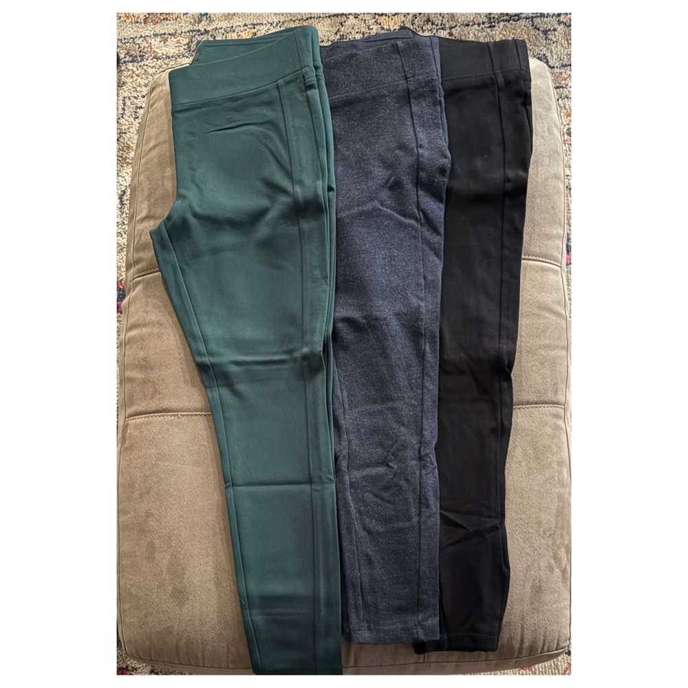 Set of Three Leggings - Green, Blue, and Black